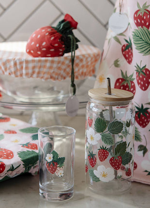 Strawberry Patch Glass Can