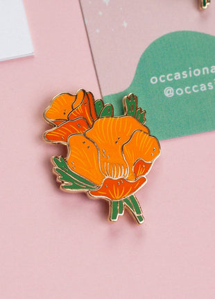 Golden Poppy Enamel Pin