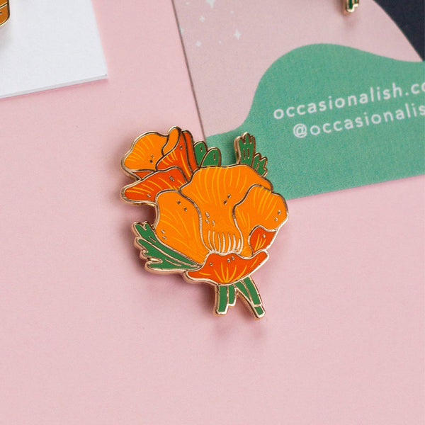 Golden Poppy Enamel Pin