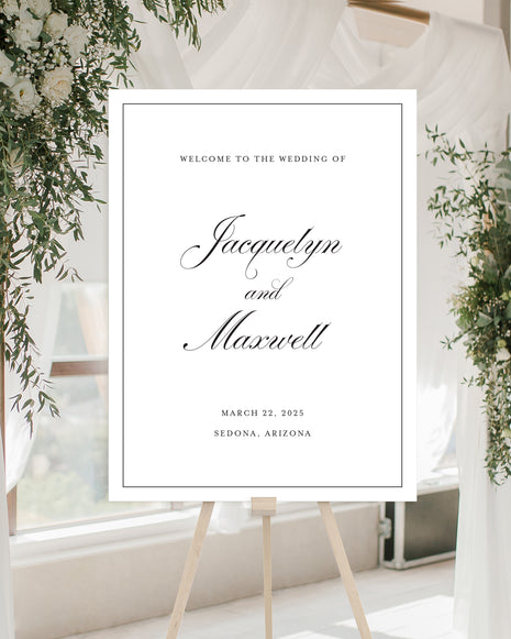 Black Tie Traditional Elegant Welcome Sign