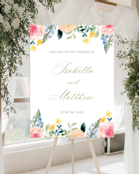 Bright Summer Florals Welcome Sign