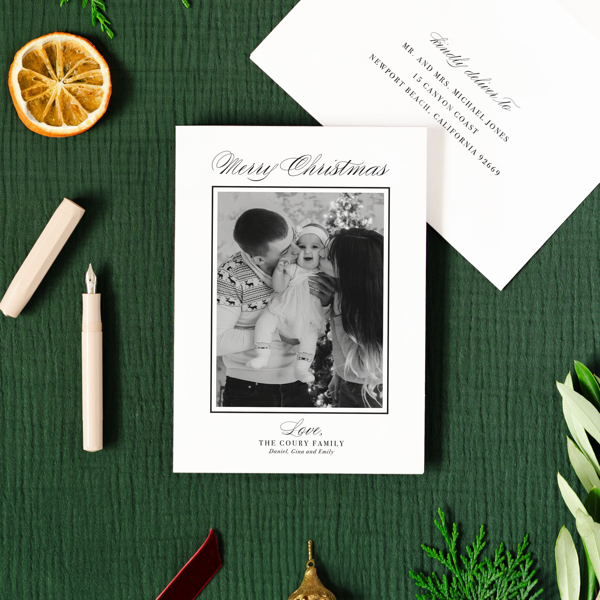 Elegant Black and White Holiday Card