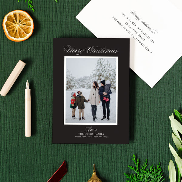 Elegant Black and White Holiday Card