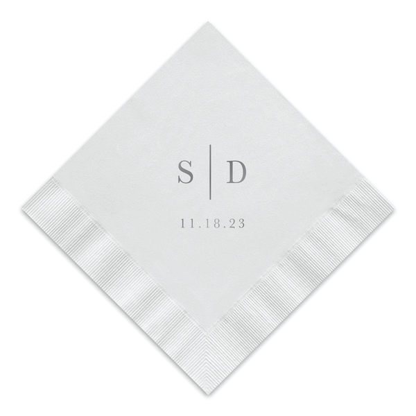 Initials Monogram Cocktail Napkin - Personalized Custom Cocktail Napkin