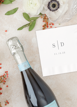 Initials Monogram Cocktail Napkin - Personalized Custom Cocktail Napkin