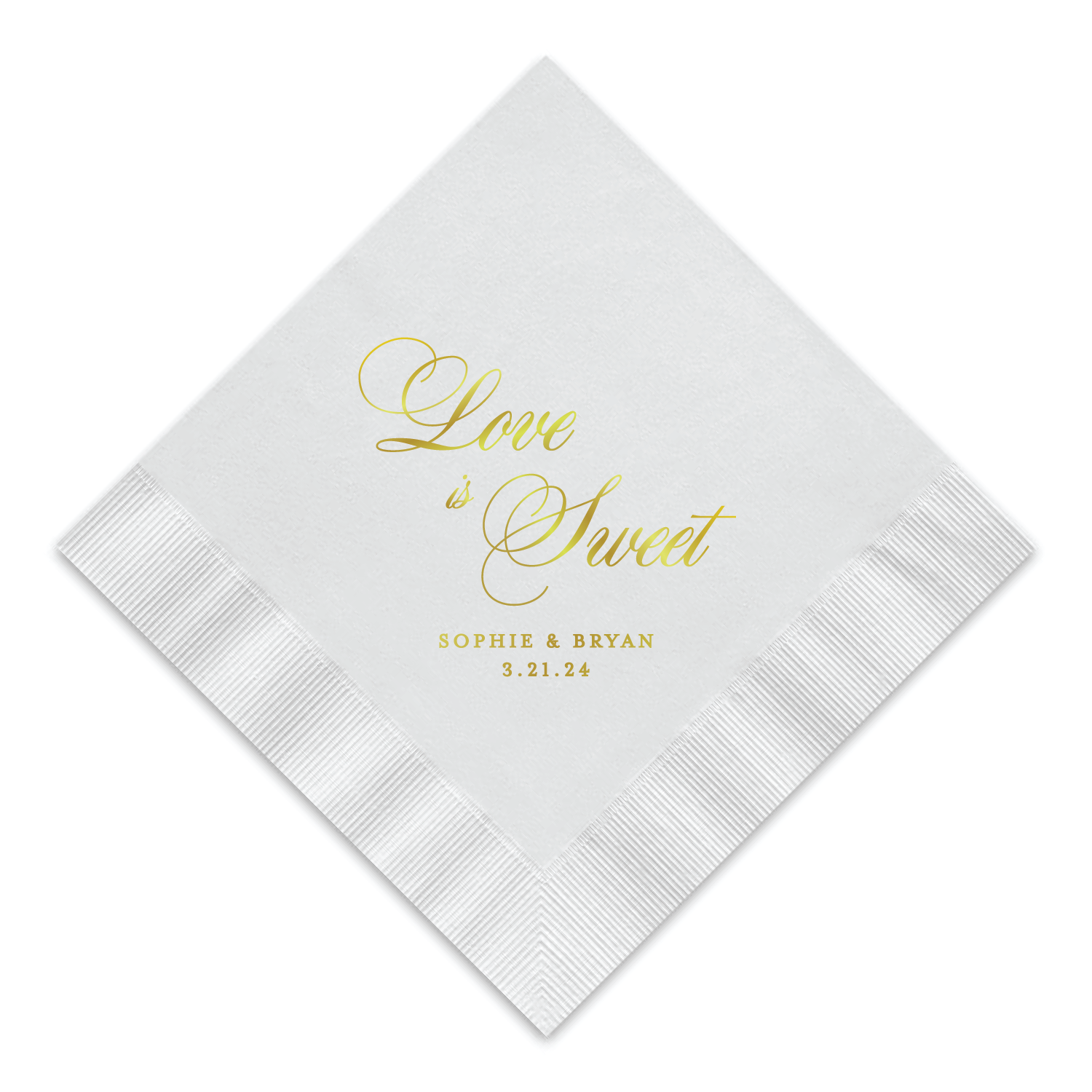 Love Is Sweet Cocktail Napkin - Personalized Custom Cocktail Napkin