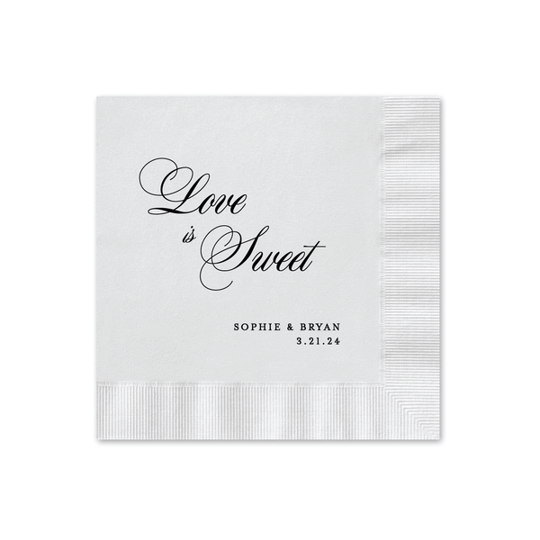 Love Is Sweet Cocktail Napkin - Personalized Custom Cocktail Napkin