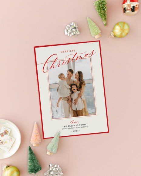 Merry Christmas Red Border Holiday Card