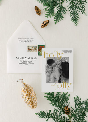 Merry & Bright Foil Custom Holiday Card