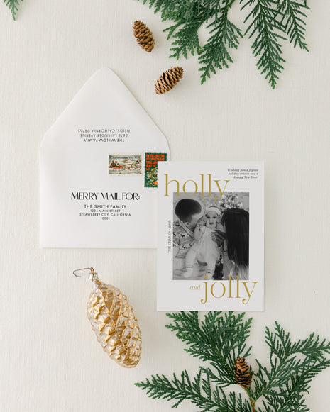 Holly & Jolly Foil Custom Holiday Card
