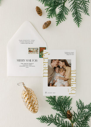 Merry & Bright Foil Custom Holiday Card