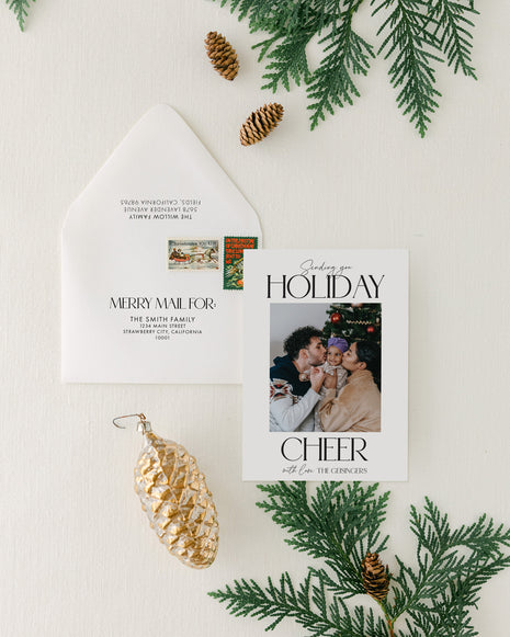 Modern Typography Custom Holiday Cheer Cards