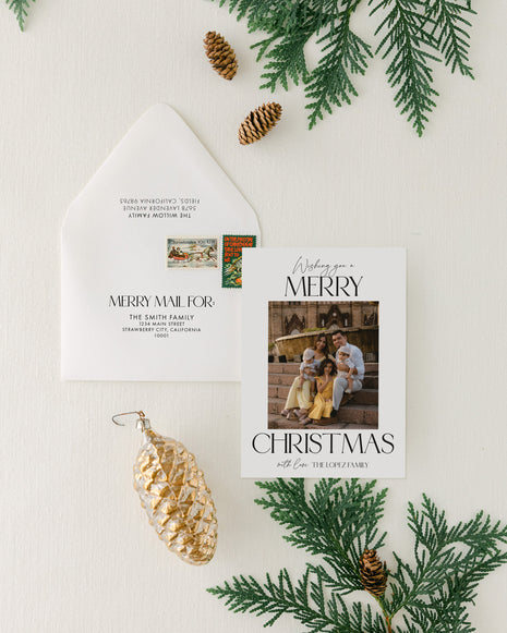 Modern Typography Custom Merry Christmas Cards