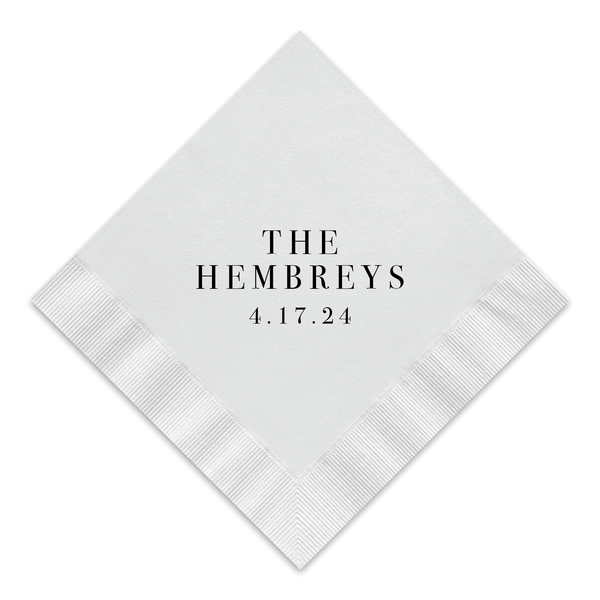 Modern Block Name Cocktail Napkin - Personalized Custom Cocktail Napkin