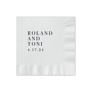 Modern Block Name Cocktail Napkin - Personalized Custom Cocktail Napkin