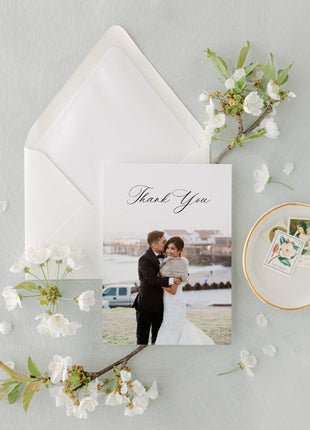 Custom Crest Wedding Thank You Cards