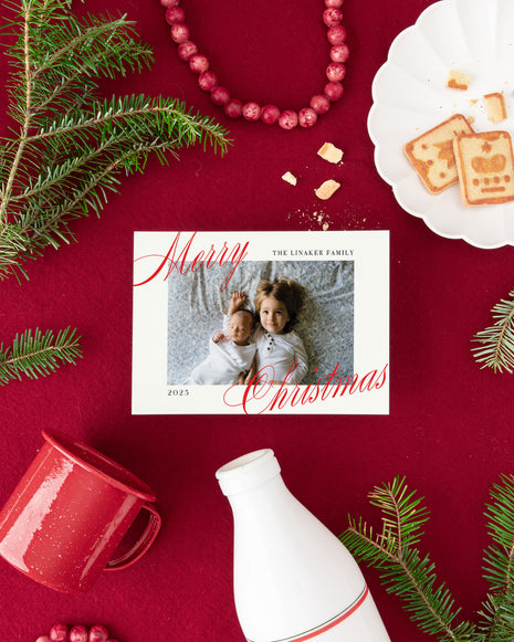 Script Merry Christmas Holiday Card