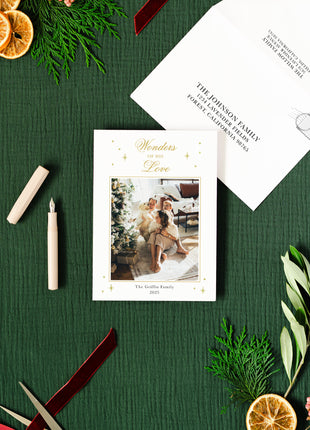 Elegant Foil Wonders of His Love Holiday Card