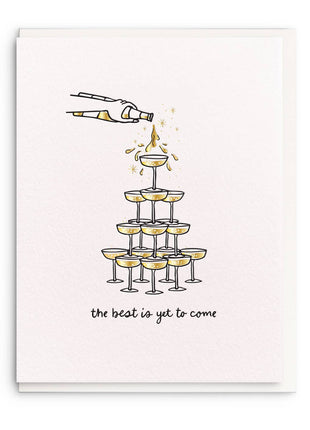 Champagne Tower, Letterpress and Foil Wedding Greeting Card