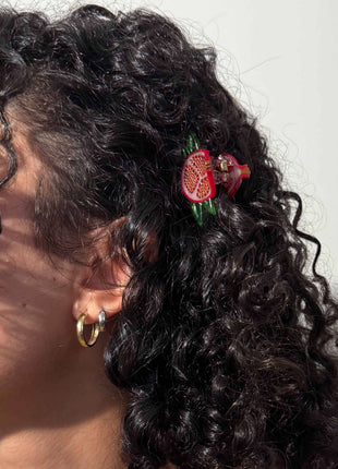 Mini Red Apple Hair Claw Clip