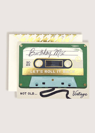 Birthday Mix Cassette Tape Greeting Card 