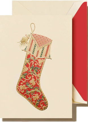 Paisley Stocking Folded Greeting Card Set - Crane Boxed Holiday