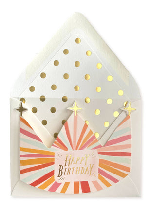 Happy Birthday Mini Crown Stripe Card