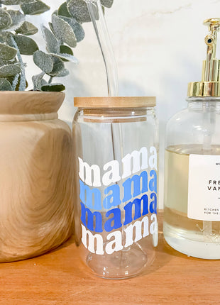Iced coffee glass; mama boys