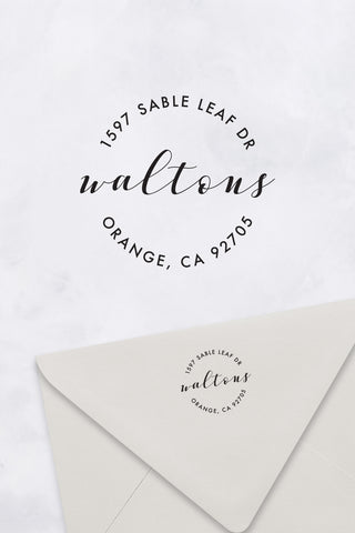 Scripted Circle Custom Return Address Stamp